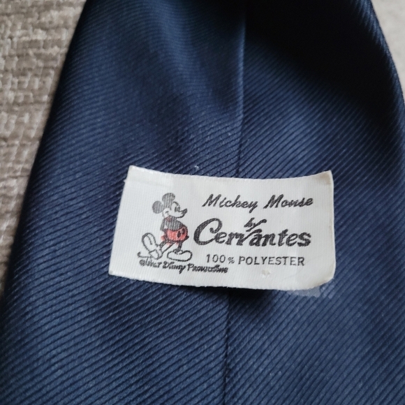 Vintage Mickey Mouse by Cervantes Navy tie with Embroidered Mickey - Picture 2 of 3